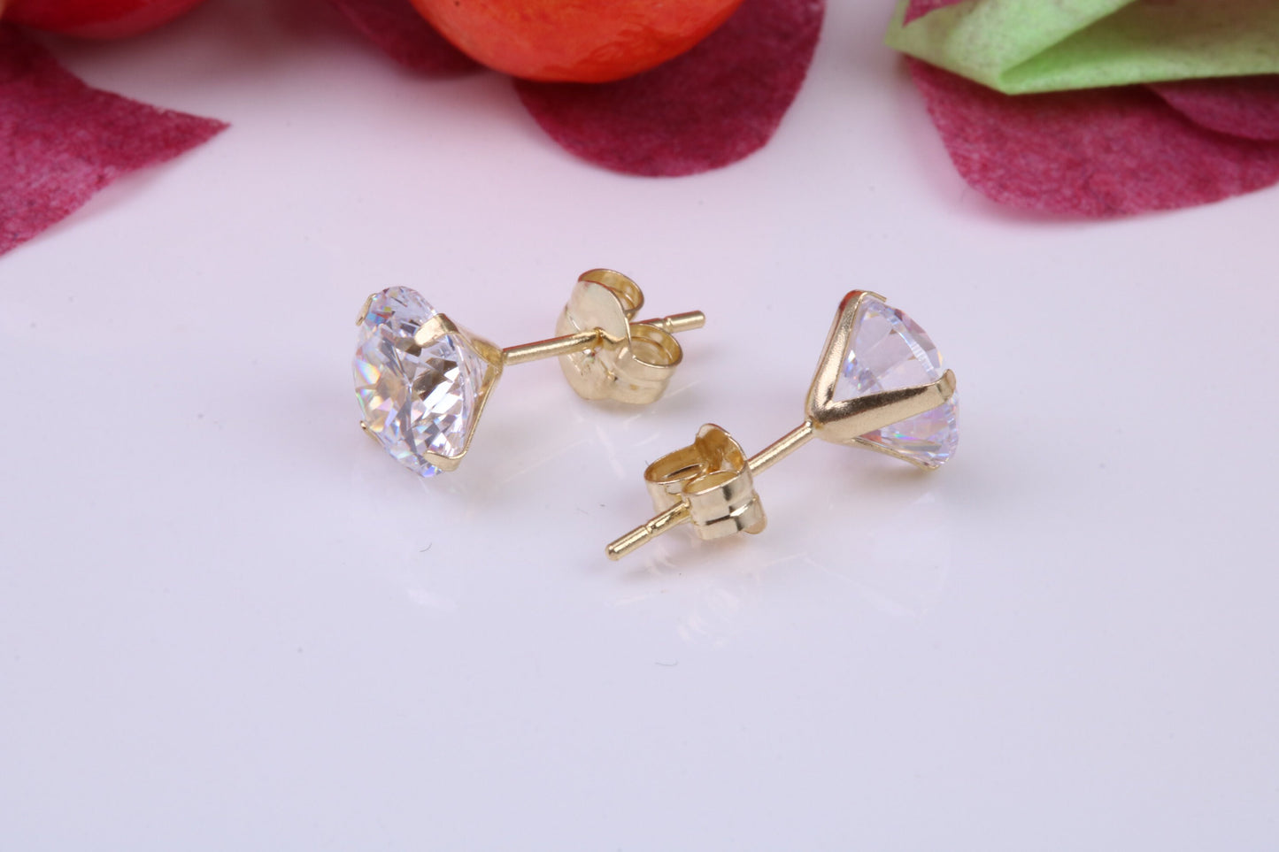 6 mm Round Cubic Zirconia set Stud Earrings, Made from Solid 9ct Yellow Gold