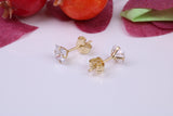4 mm Square Cubic Zirconia set Stud Earrings, Made from Solid 9ct Yellow Gold