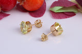 8 mm Round Peridot Cubic Zirconia set Stud Earrings, Made from Solid 9ct Yellow Gold