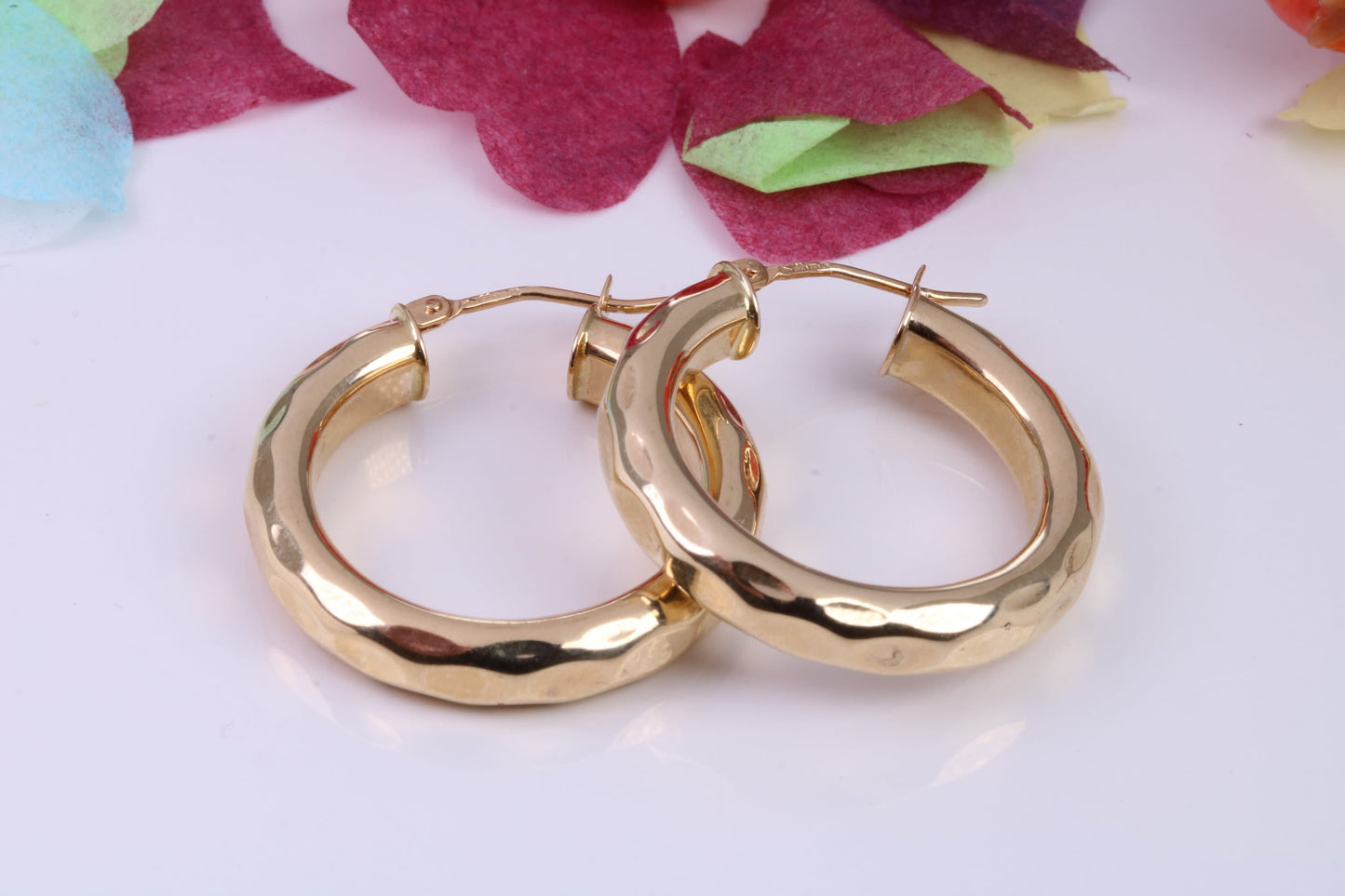 25 mm Round Chunky Hoop Creole Earrings Made from Solid 9ct Yellow Gold, British Hallmarked