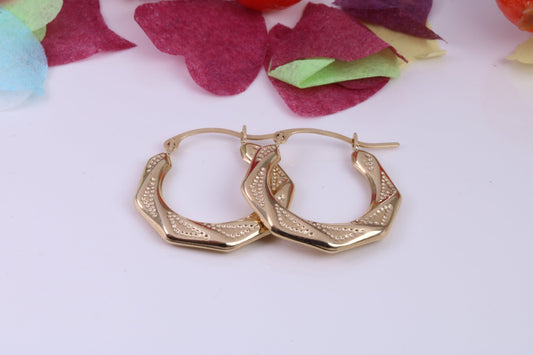 20 mm Long Hoop Creole Earrings Made from Solid 9ct Yellow Gold