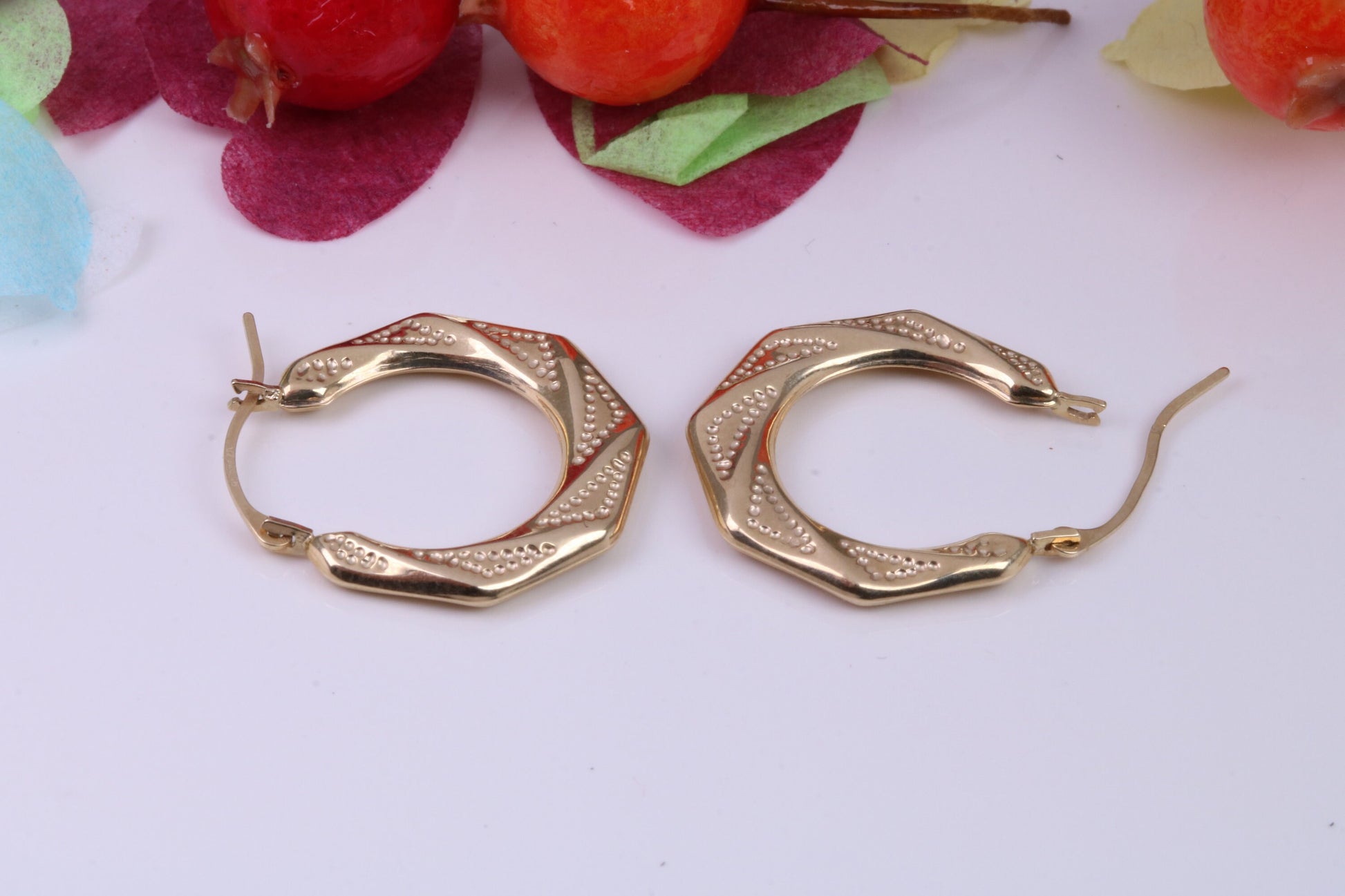 20 mm Long Hoop Creole Earrings Made from Solid 9ct Yellow Gold