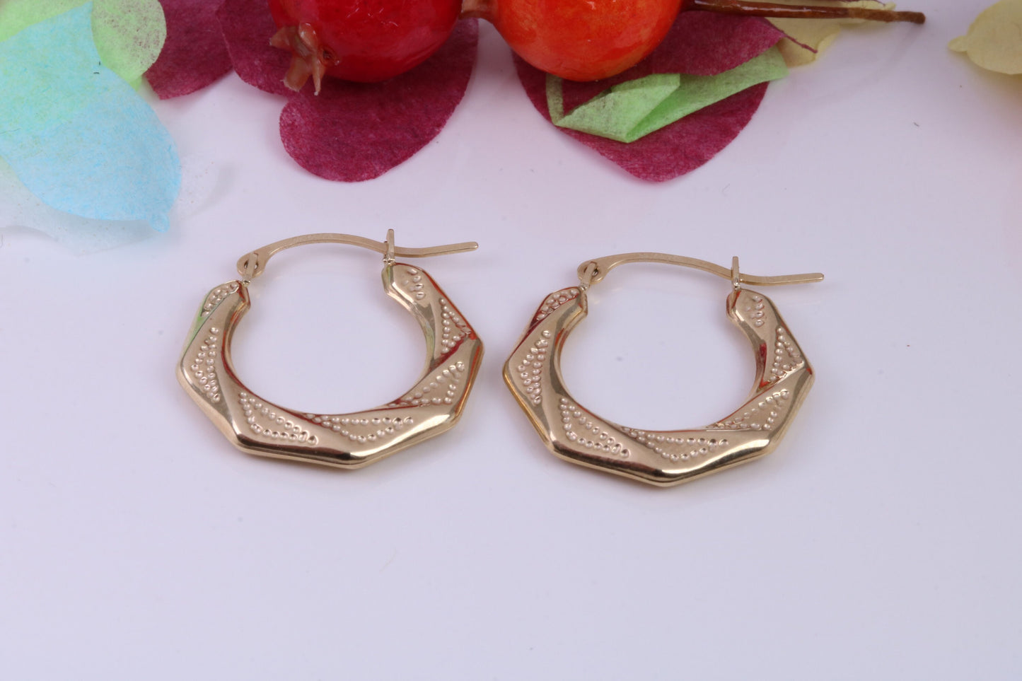 20 mm Long Hoop Creole Earrings Made from Solid 9ct Yellow Gold