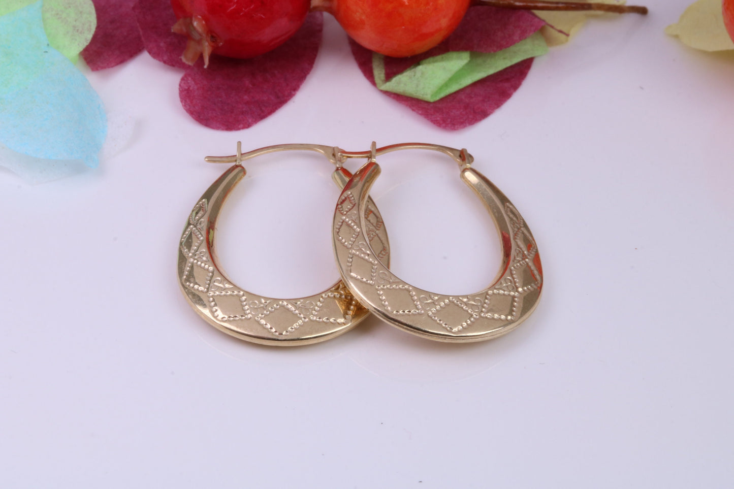 25 mm Long Hoop Creole Earrings Made from Solid 9ct Yellow Gold