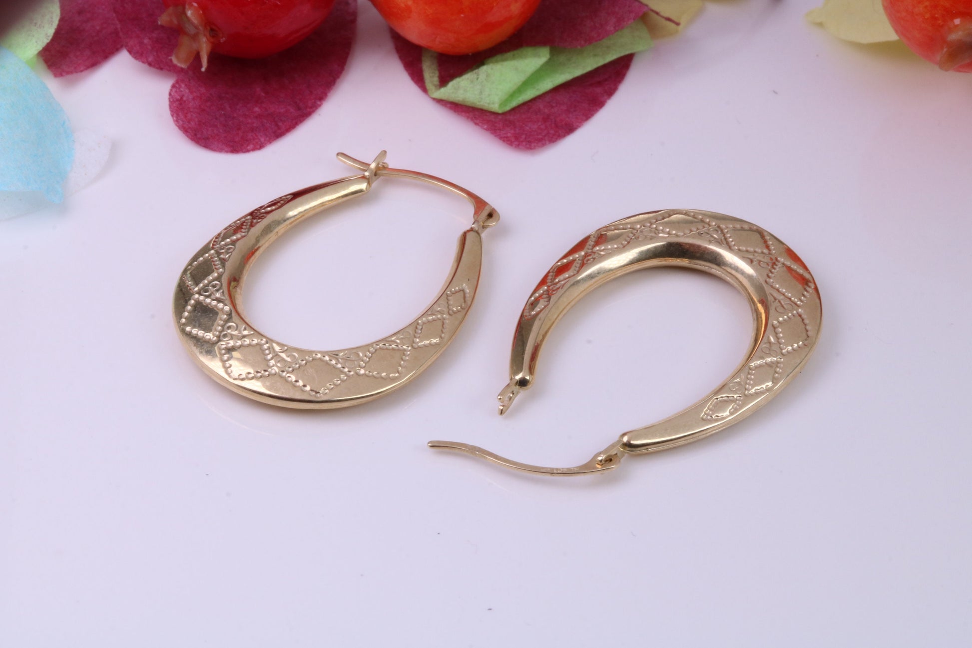 25 mm Long Hoop Creole Earrings Made from Solid 9ct Yellow Gold