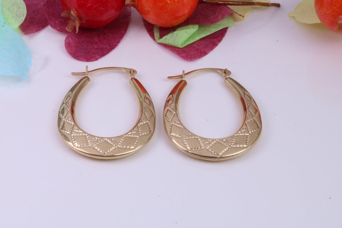 25 mm Long Hoop Creole Earrings Made from Solid 9ct Yellow Gold