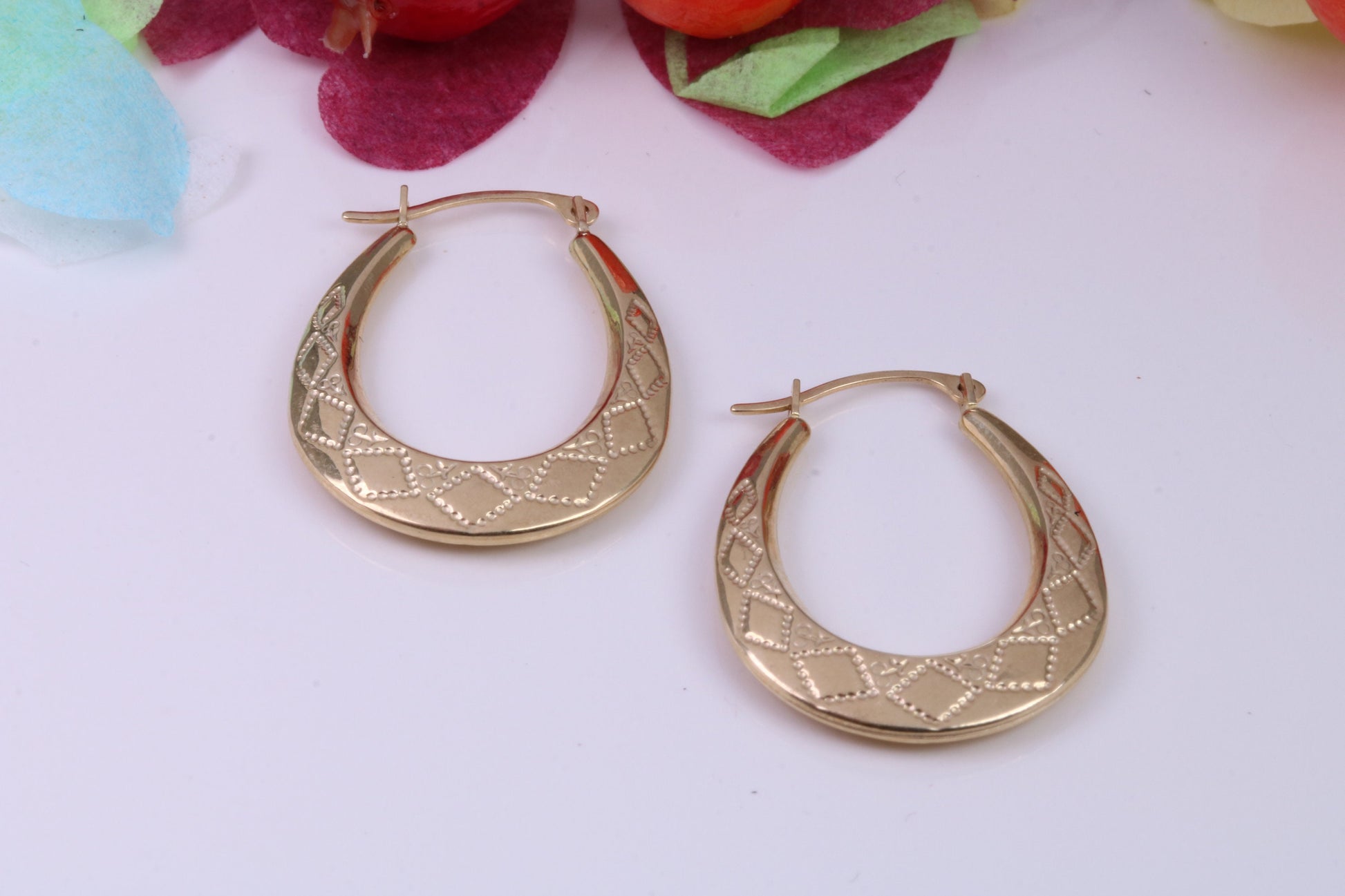 25 mm Long Hoop Creole Earrings Made from Solid 9ct Yellow Gold