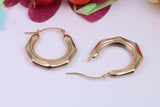 20 mm Long Hoop Creole Earrings Made from Solid 9ct Yellow Gold
