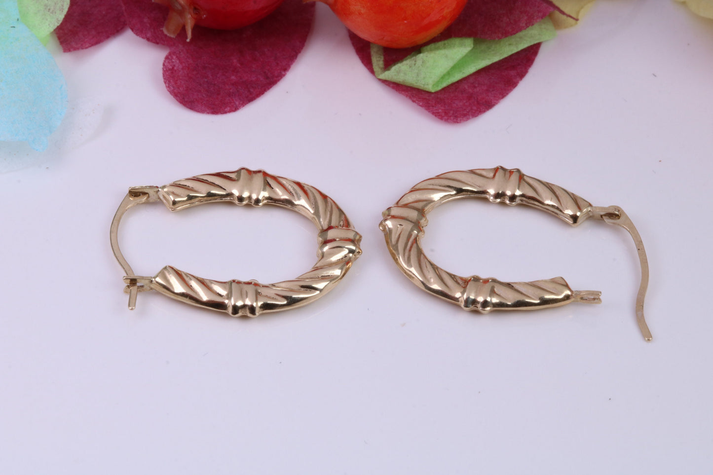 20 mm Long Hoop Creole Earrings Made from Solid 9ct Yellow Gold