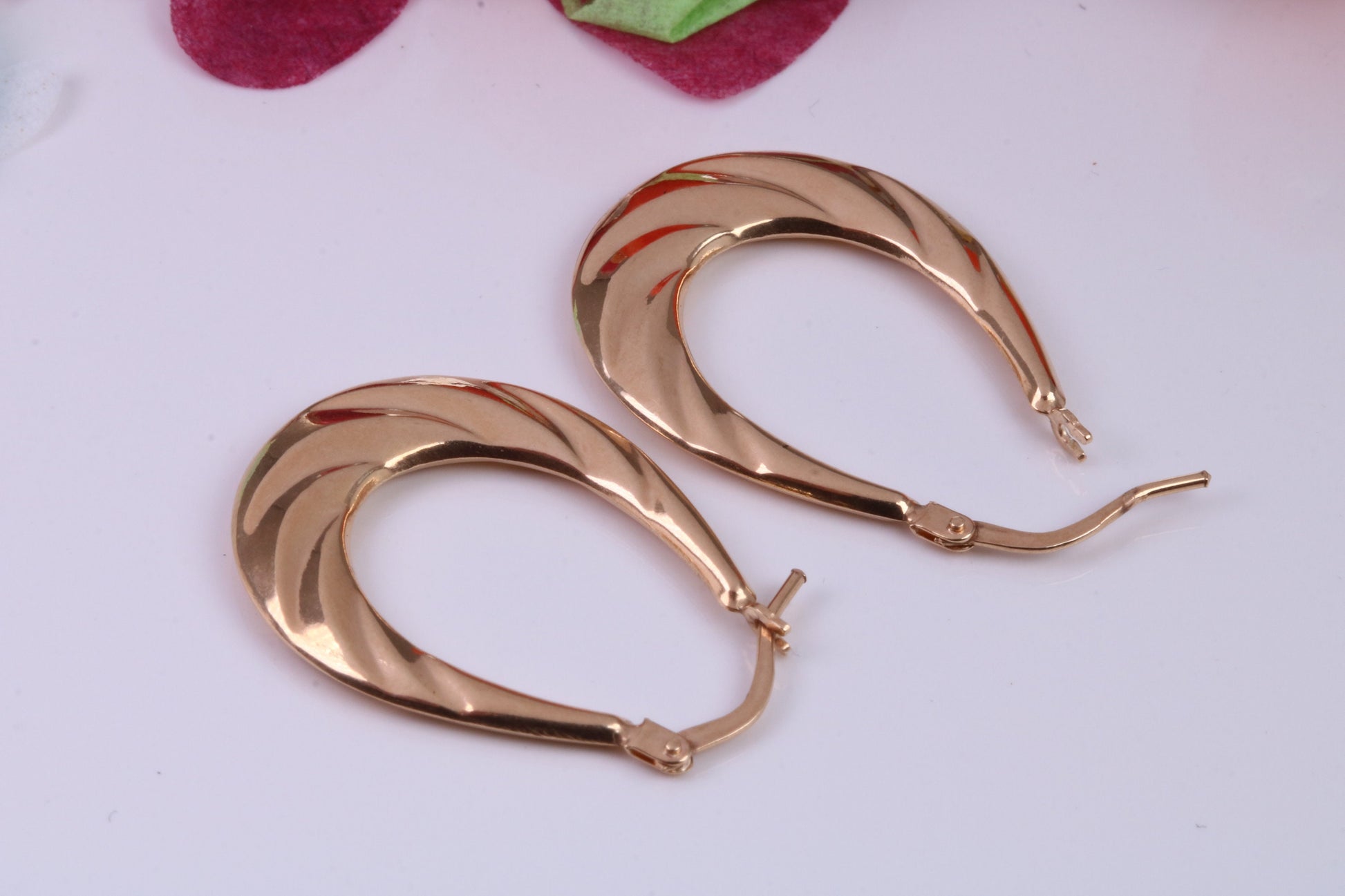 27 mm Long Hoop Creole Earrings Made from Solid 9ct Yellow Gold