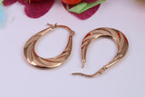 27 mm Long Hoop Creole Earrings Made from Solid 9ct Yellow Gold