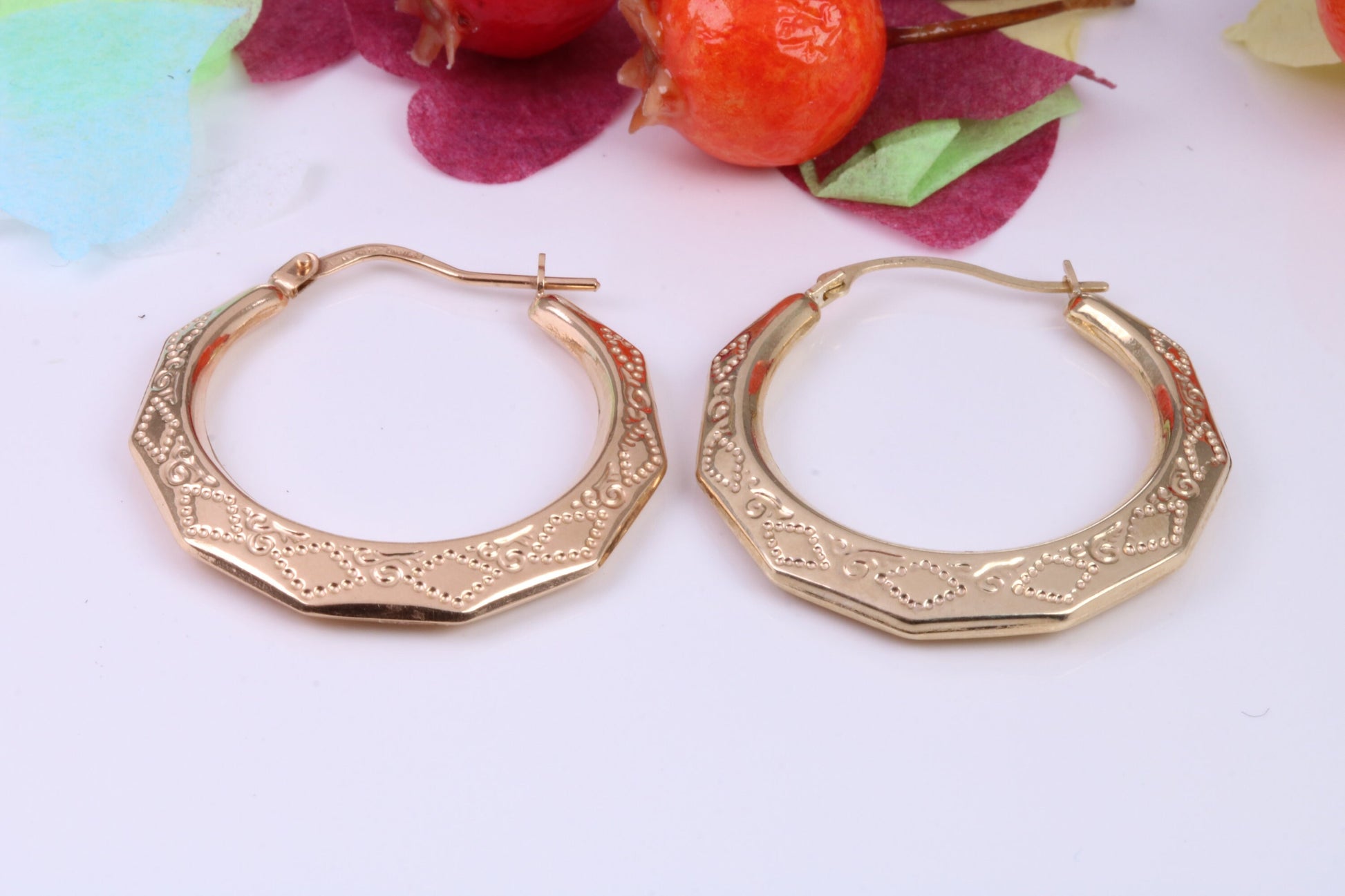 Large 28 mm Round Hoop Creole Earrings Made from Solid 9ct Yellow Gold, British Hallmarked