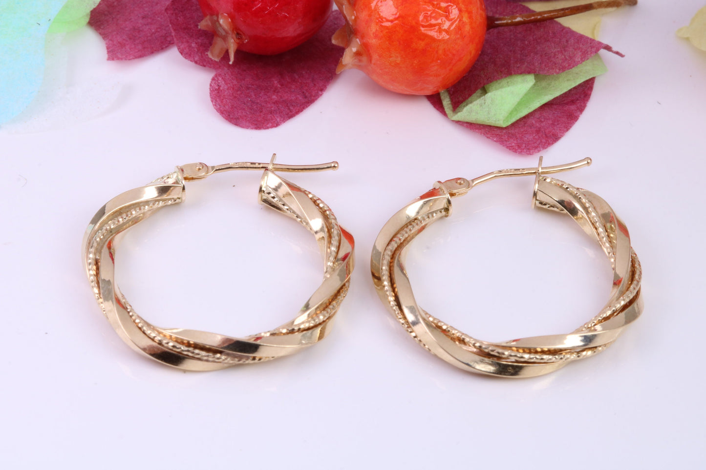 Large 25 mm Round Hoop Creole Earrings Made from Solid 9ct Yellow Gold, British Hallmarked