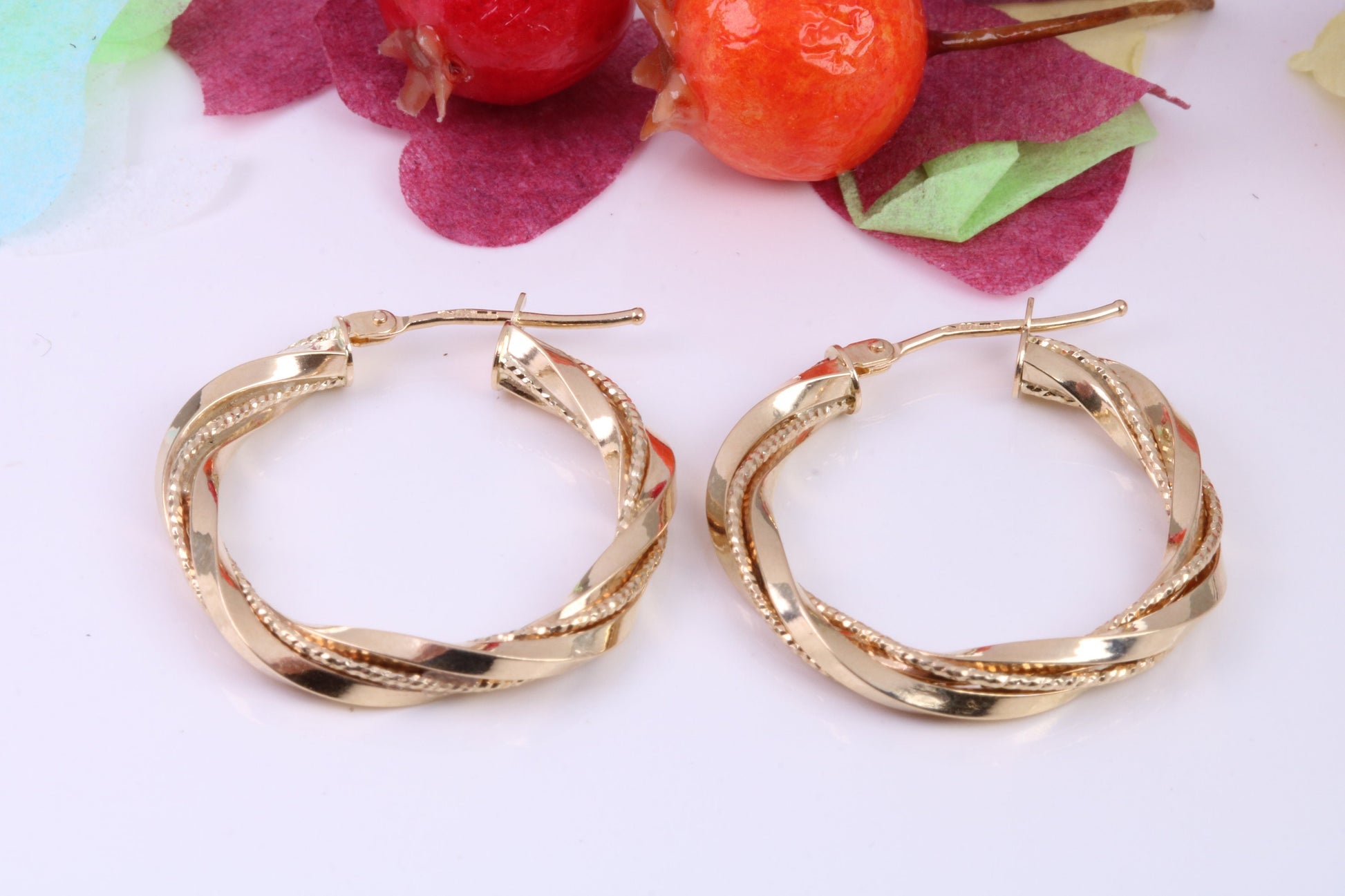 Large 25 mm Round Hoop Creole Earrings Made from Solid 9ct Yellow Gold, British Hallmarked