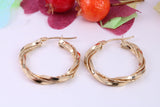 Large 25 mm Round Hoop Creole Earrings Made from Solid 9ct Yellow Gold, British Hallmarked