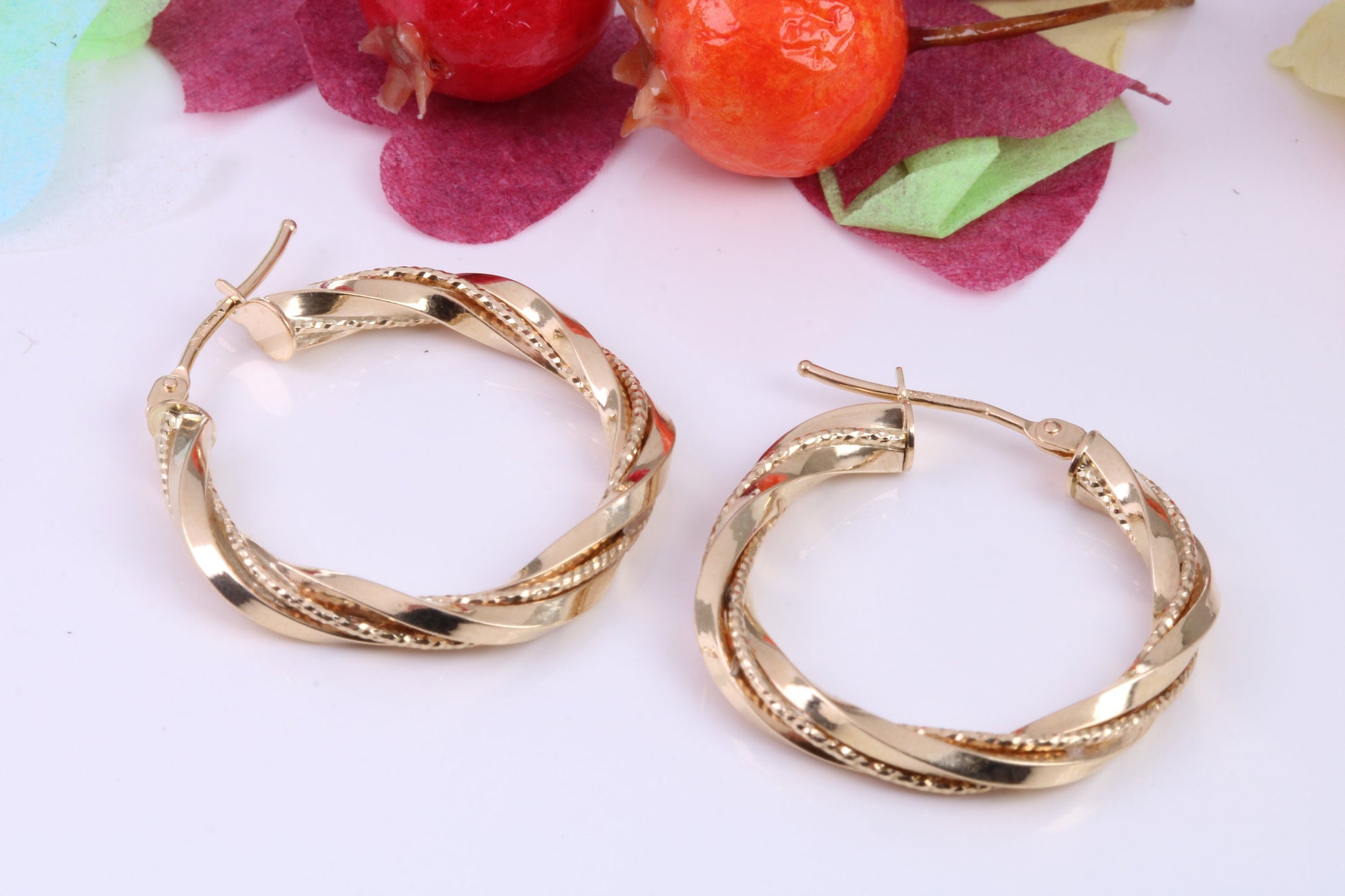 Large 25 mm Round Hoop Creole Earrings Made from Solid 9ct Yellow Gold, British Hallmarked