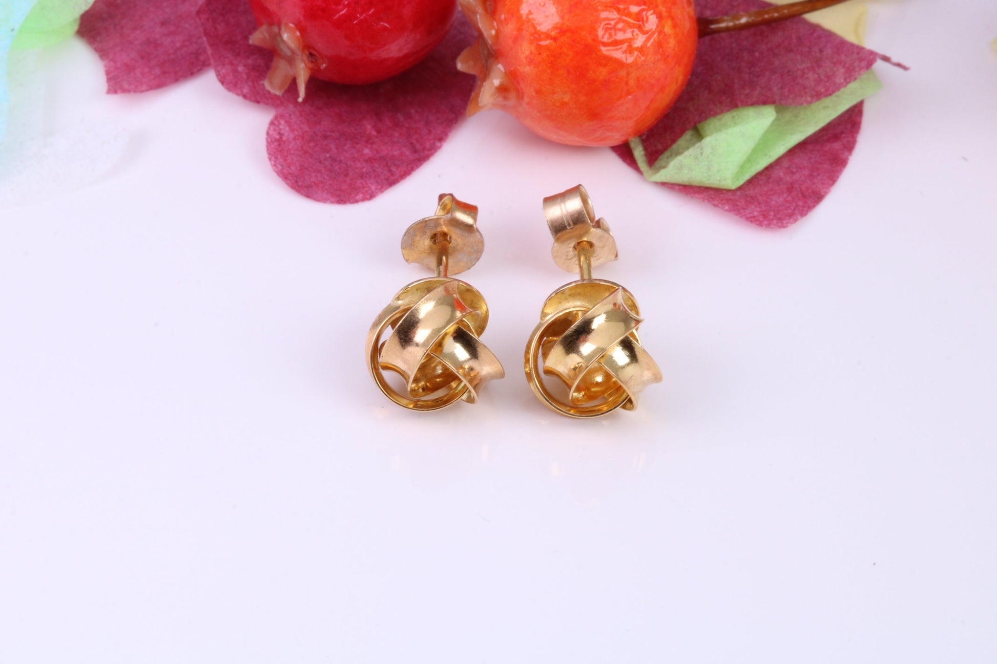 8 mm Round Knotted Stud Earrings Made from Solid 9ct Yellow Gold