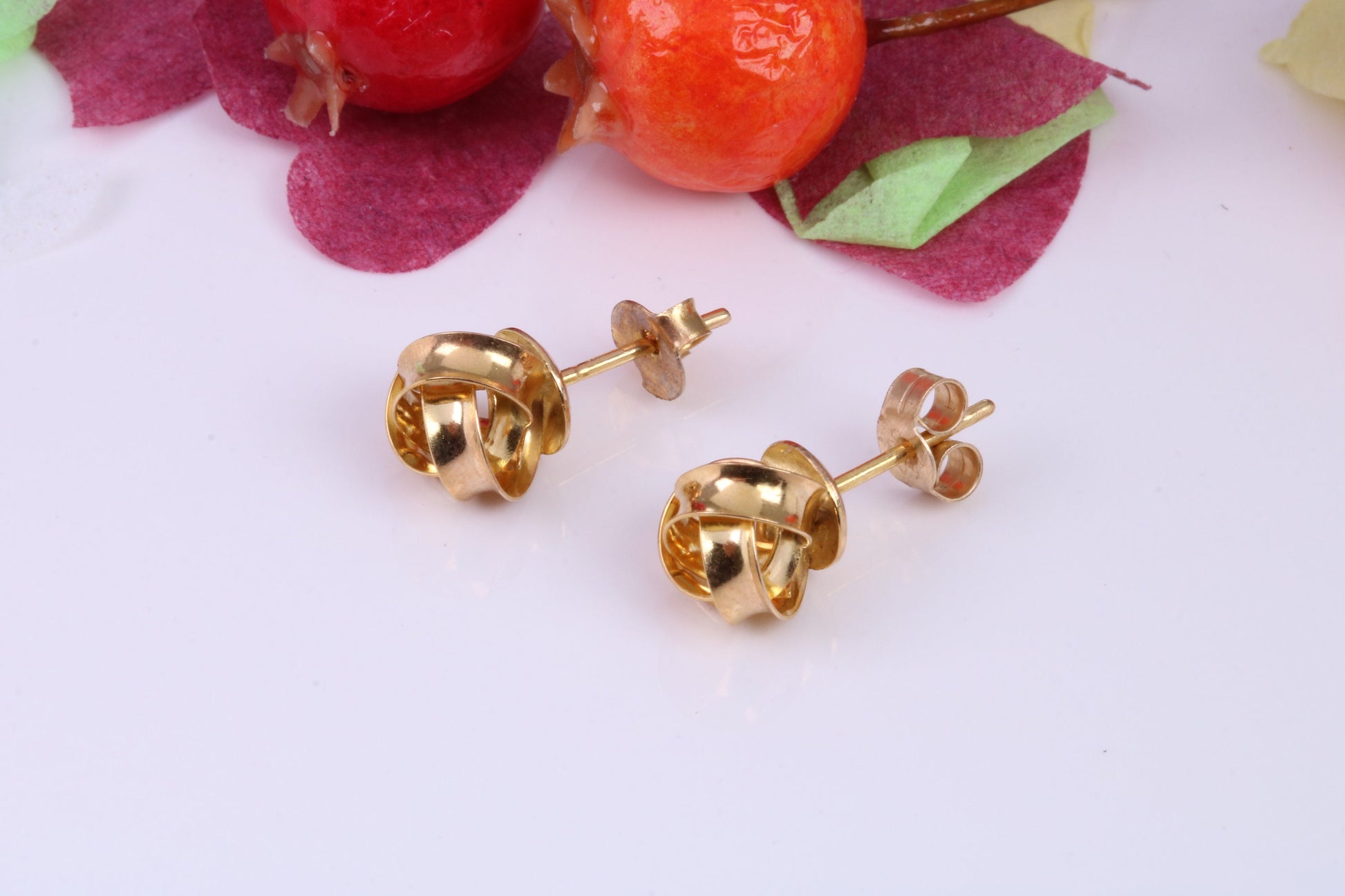 8 mm Round Knotted Stud Earrings Made from Solid 9ct Yellow Gold