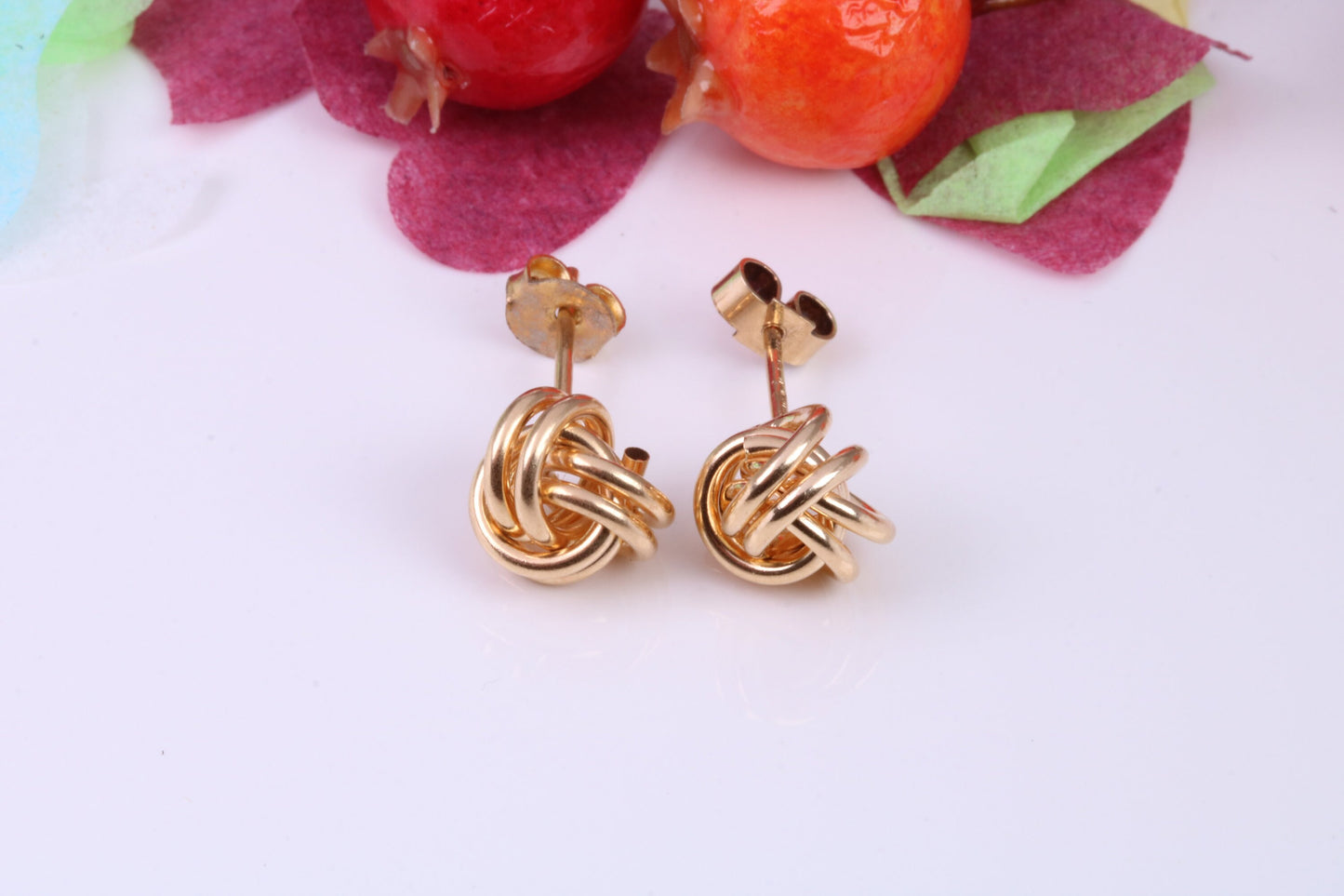 10 mm Round Knotted Stud Earrings Made from Solid 9ct Yellow Gold, British Hallmarked