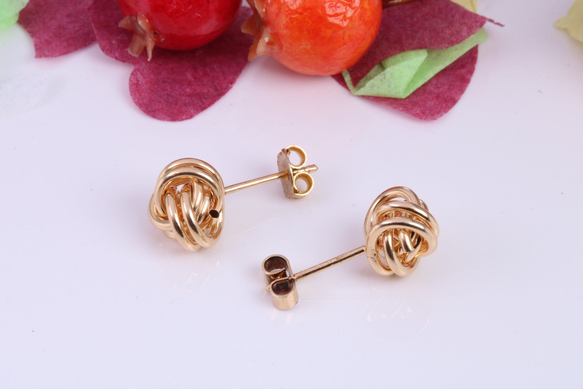 10 mm Round Knotted Stud Earrings Made from Solid 9ct Yellow Gold, British Hallmarked