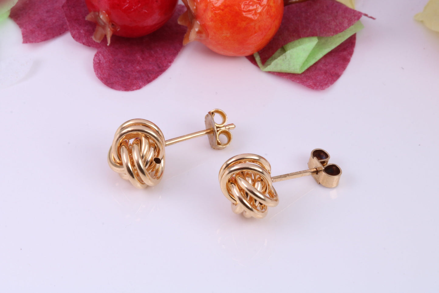 10 mm Round Knotted Stud Earrings Made from Solid 9ct Yellow Gold, British Hallmarked