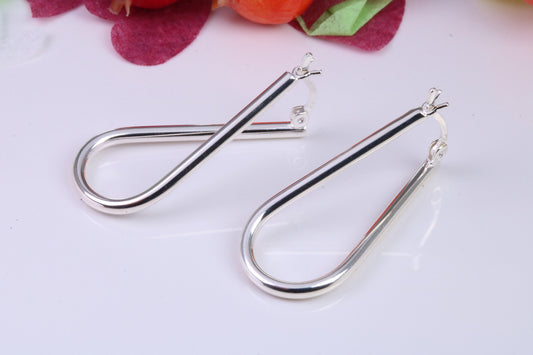 30 mm Long Creole Hoop Earrings Made from 925 Grade Sterling Silver