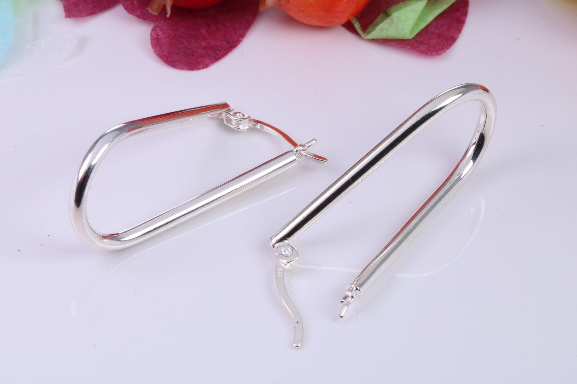 30 mm Long Creole Hoop Earrings Made from 925 Grade Sterling Silver