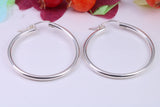 34 mm Round Creole Hoop Earrings Made from 925 Grade Sterling Silver