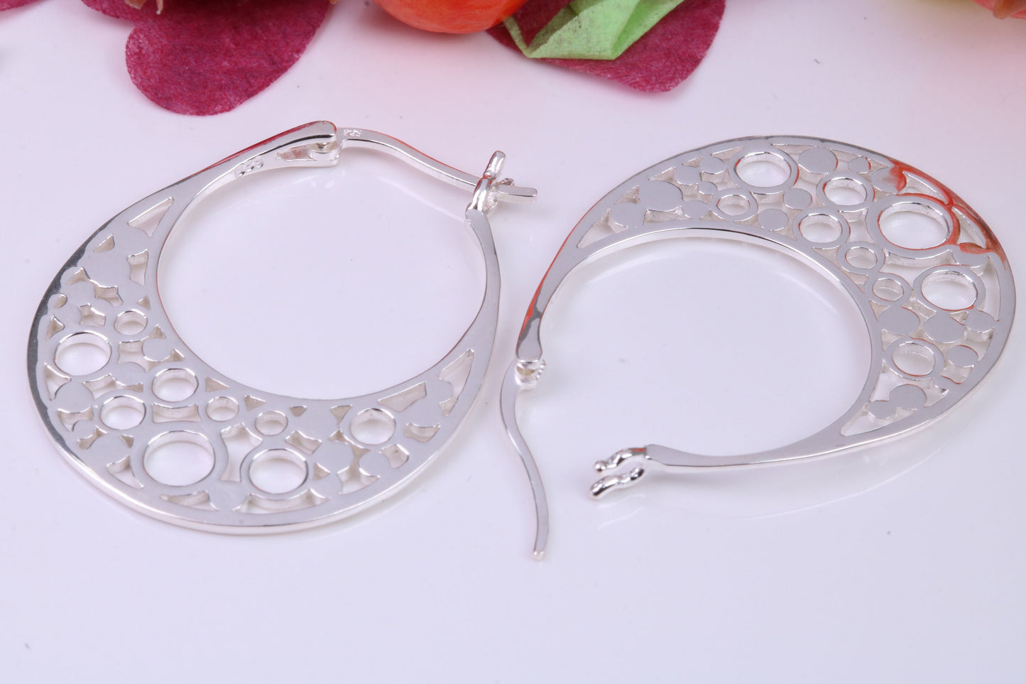 32 mm Long Creole Hoop Earrings Made from 925 Grade Sterling Silver