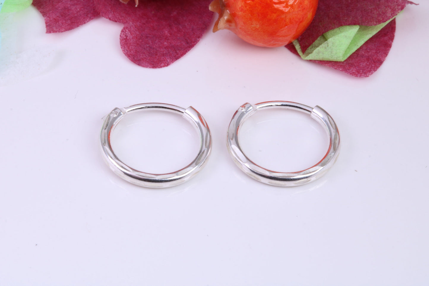 15 mm Round Diamond cut Hoop Earrings Made from 925 Grade Sterling Silver