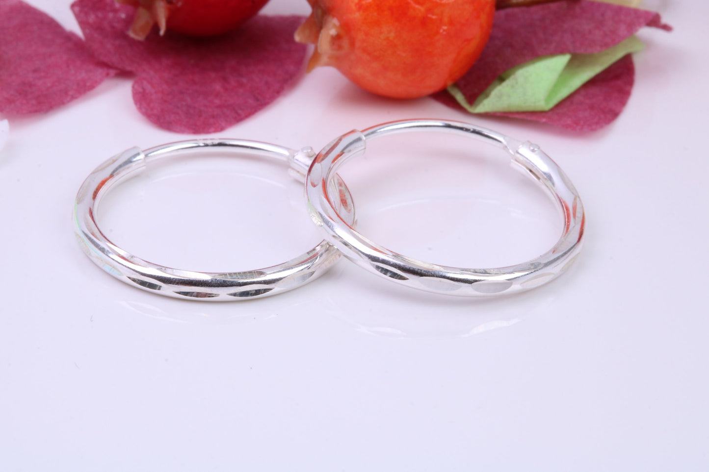 20 mm Round Diamond cut Sleeper Hoop Earrings Made from 925 Grade Sterling Silver