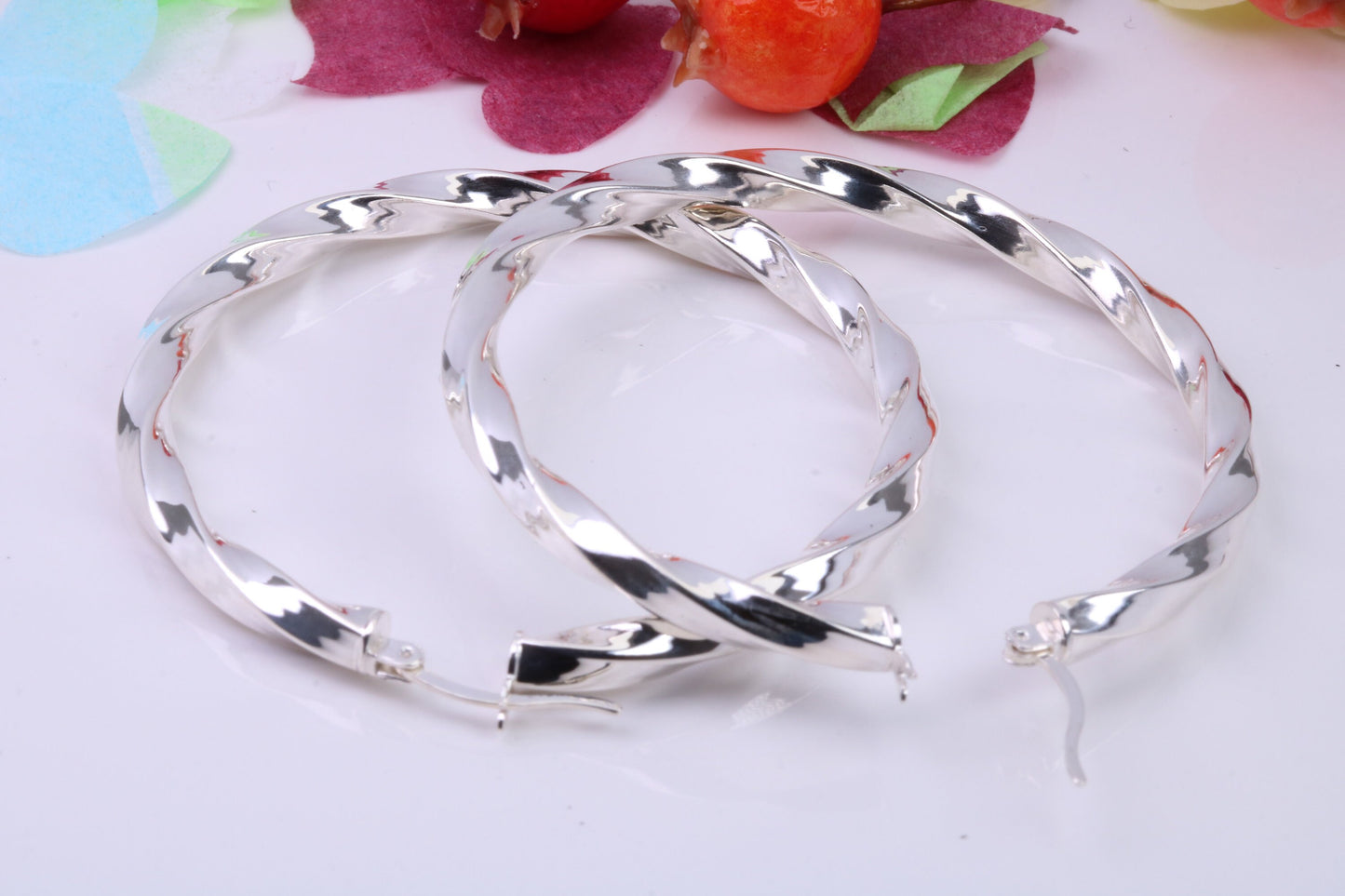 Very Large 52 mm Round Creole Hoop Earrings Made from 925 Grade Sterling Silver