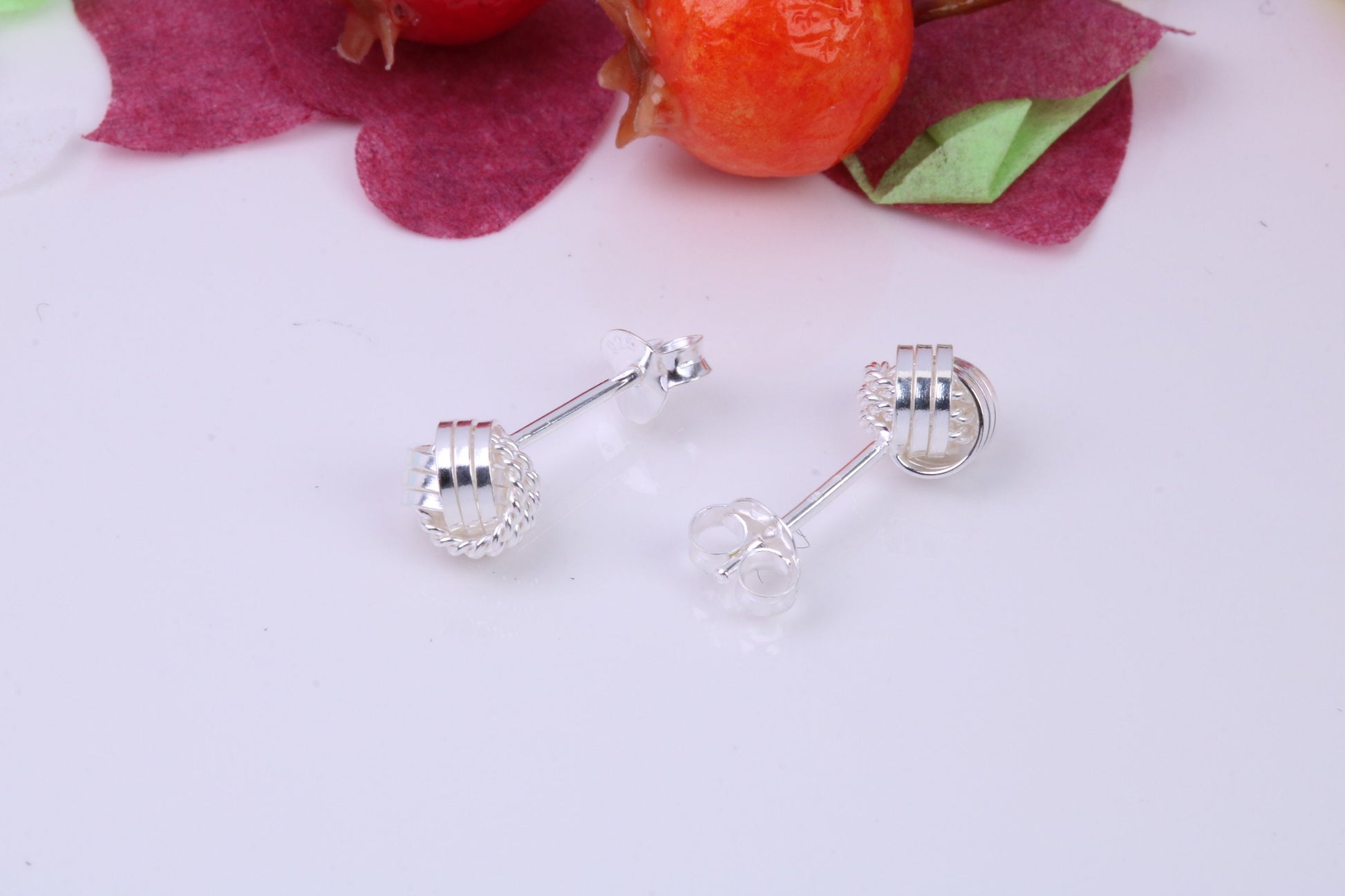 6 mm Round Knotted Stud Earrings, Made from 925 Grade Sterling Silver