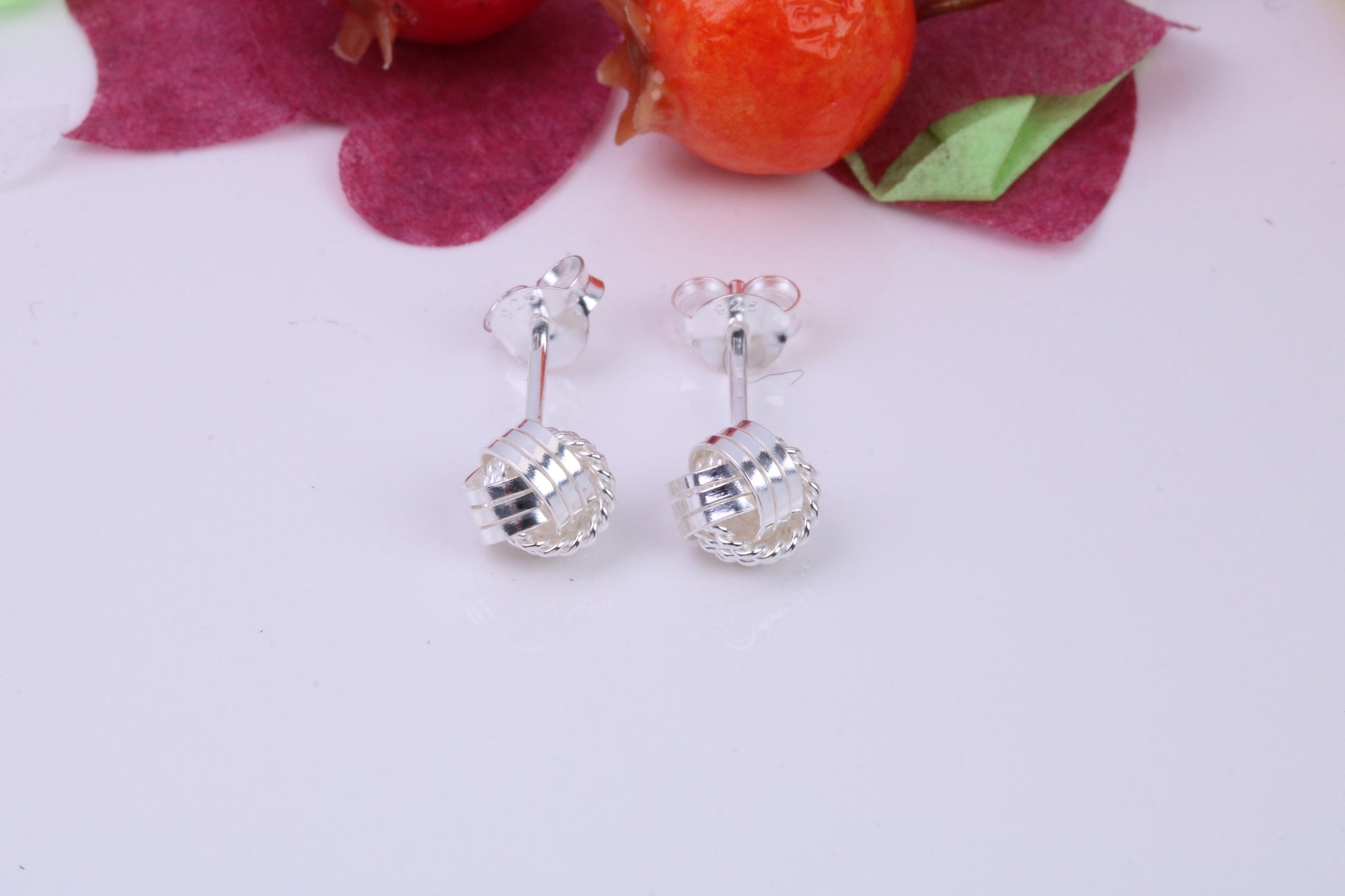 6 mm Round Knotted Stud Earrings, Made from 925 Grade Sterling Silver