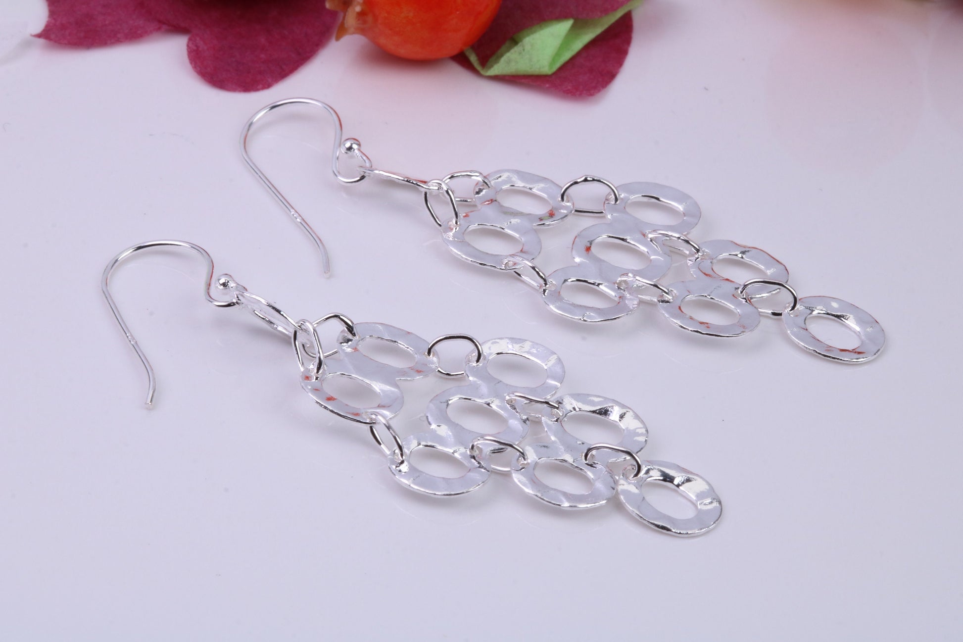 50 mm Long Dropper Earrings, Very Dressy, Made from Solid 925 Grade Sterling Silver