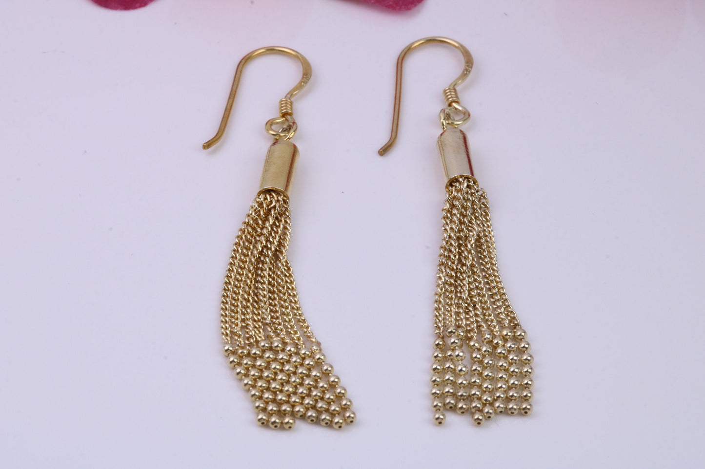 45 mm Long Dropper Earrings, Very Dressy, Made from Solid 925 Grade Sterling Silver, 18ct Yellow Gold Plated