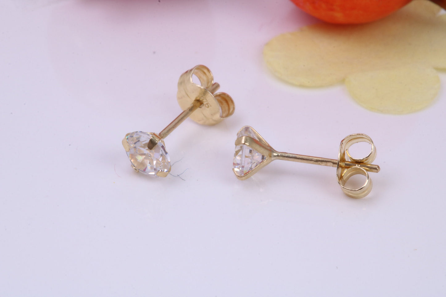 April Diamond Cubic Zirconia set Birthstone Stud Earrings, Made from Solid 9ct Yellow Gold, Choice of Two Sizes