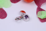 June Light Amethyst C Z set Charm, Made From 925 Grade Sterling Silver, Birthstone Charm