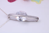 Large Round cut Cubic Zirconia set Necklace, Made from Solid Sterling Silver, Very Dressy