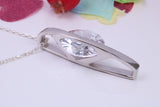 Large Round cut Cubic Zirconia set Necklace, Made from Solid Sterling Silver, Very Dressy