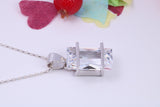 Large Rectangle cut Cubic Zirconia set Necklace, Made from Solid Sterling Silver, Very Dressy