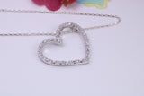 Large Love Heart Cubic Zirconia set Necklace, Made from Solid Sterling Silver, Very Dressy