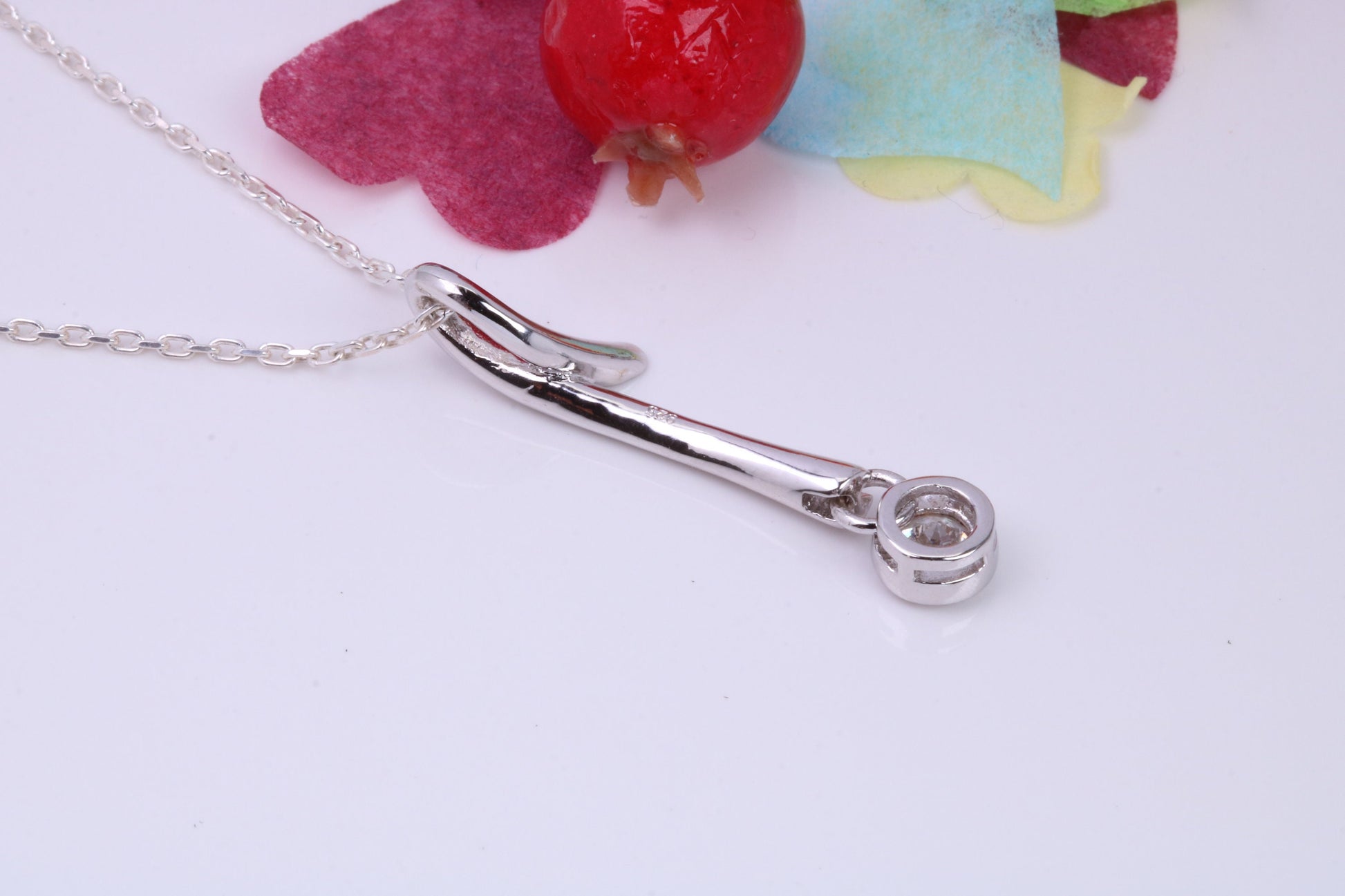 Large Round cut Cubic Zirconia set Necklace, Made from Solid Sterling Silver, Very Dressy