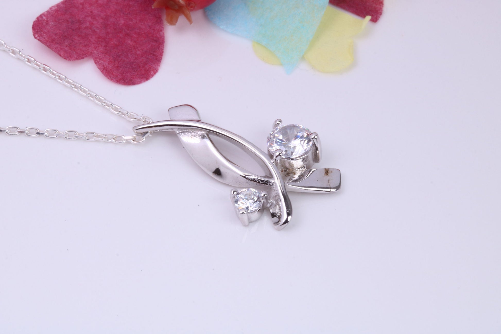 Large Round cut Cubic Zirconia set Necklace, Made from Solid Sterling Silver, Very Dressy