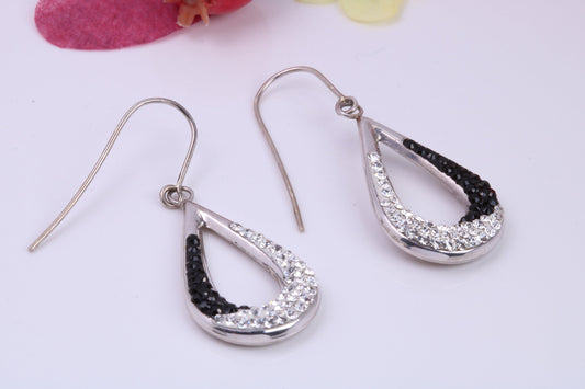 Dropper Earrings Cubic Zirconia set, Two Tone Finish, Made from solid Sterling Silver