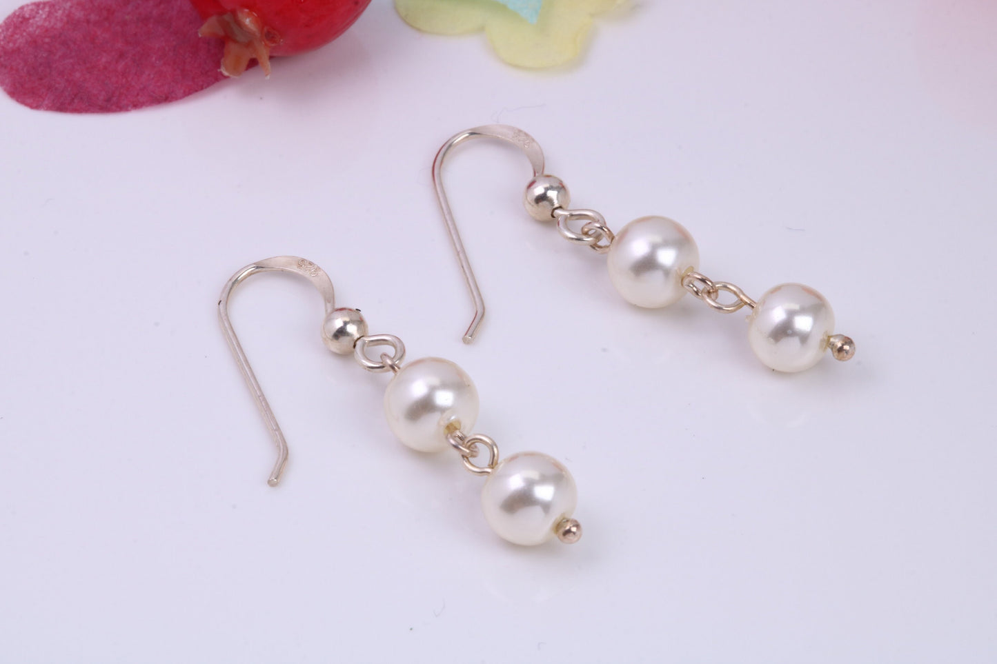 Pearl set Dropper Earrings, Made from Solid 925 Grade Sterling Silver