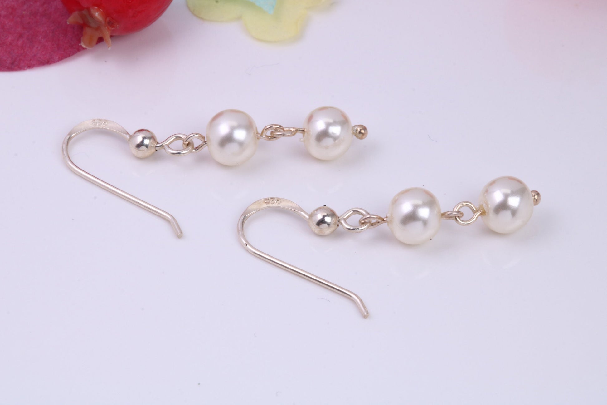 Pearl set Dropper Earrings, Made from Solid 925 Grade Sterling Silver