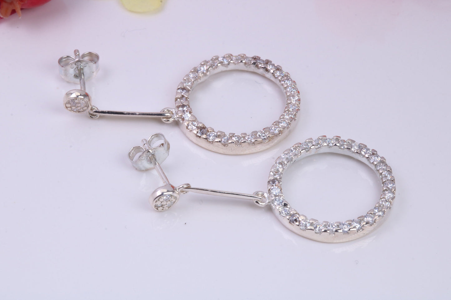 Long Dropper Earrings, Cubic Zirconia set, Made from solid Sterling Silver