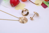 Circular Necklace and Earrings, Made from solid Sterling Silver, 18ct Yellow Gold Plated