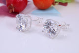 10 mm Round Cubic Zirconia set Stud Earrings, Made from Solid Cast Sterling Silver, Ideal for Gents